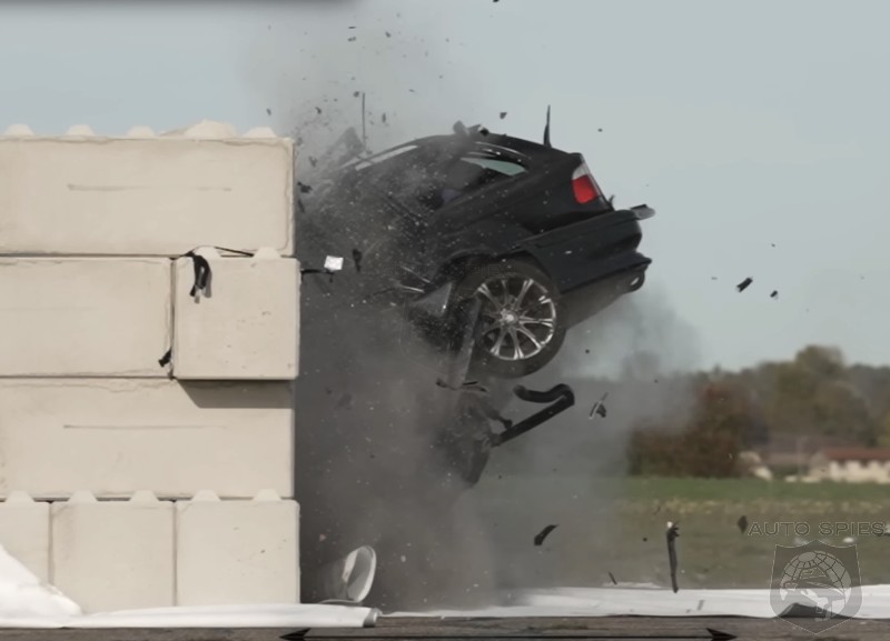 WATCH What Happens When You Crash A BMW 5 Series Wagon Into A Wall At 100 MPH